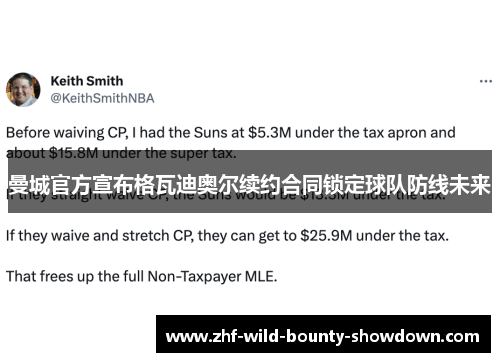 曼城官方宣布格瓦迪奥尔续约合同锁定球队防线未来